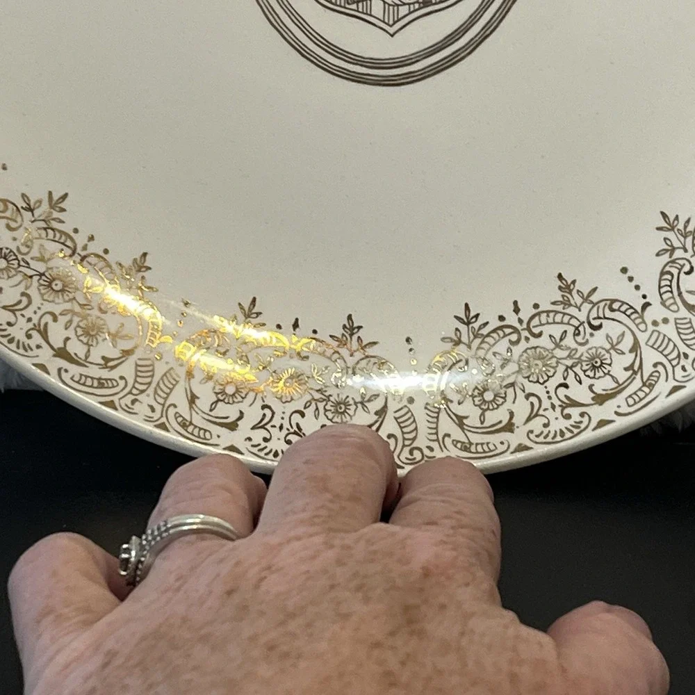 Glamour American Limoges Plate Daughters Of America Holy Bible 22K Gold Trim USA